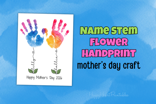 Name Stem Flower Handprint Craft - Step by Step