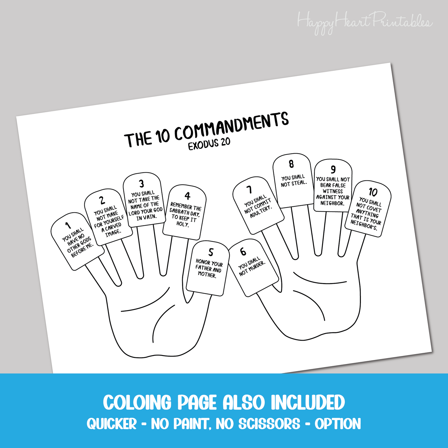 10 Commandments Handprint Craft Printable