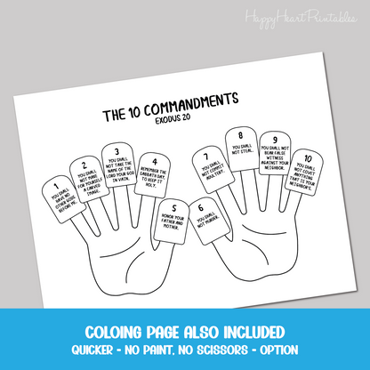 10 Commandments Handprint Craft Printable