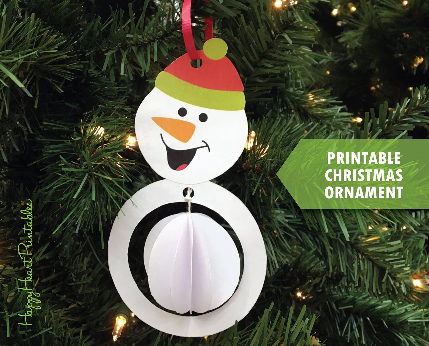Printable Paper Snowman Christmas Ornament