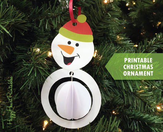 Printable Paper Snowman Christmas Ornament