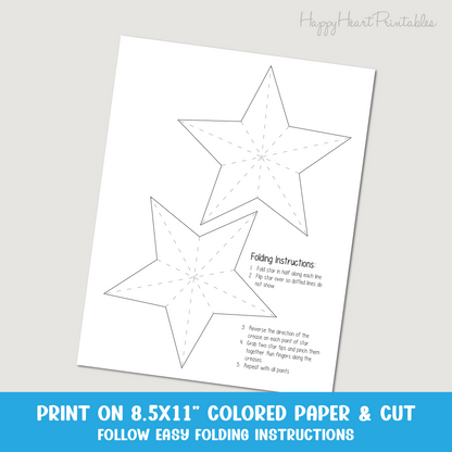 Printable 3D Folded Star July 4th Craft