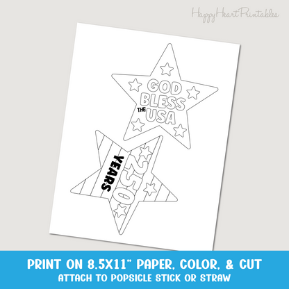 Fourth of July Printable Star Wand Craft