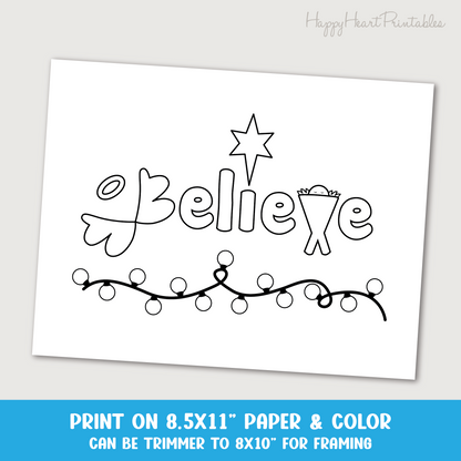 Believe Nativity Coloring Page