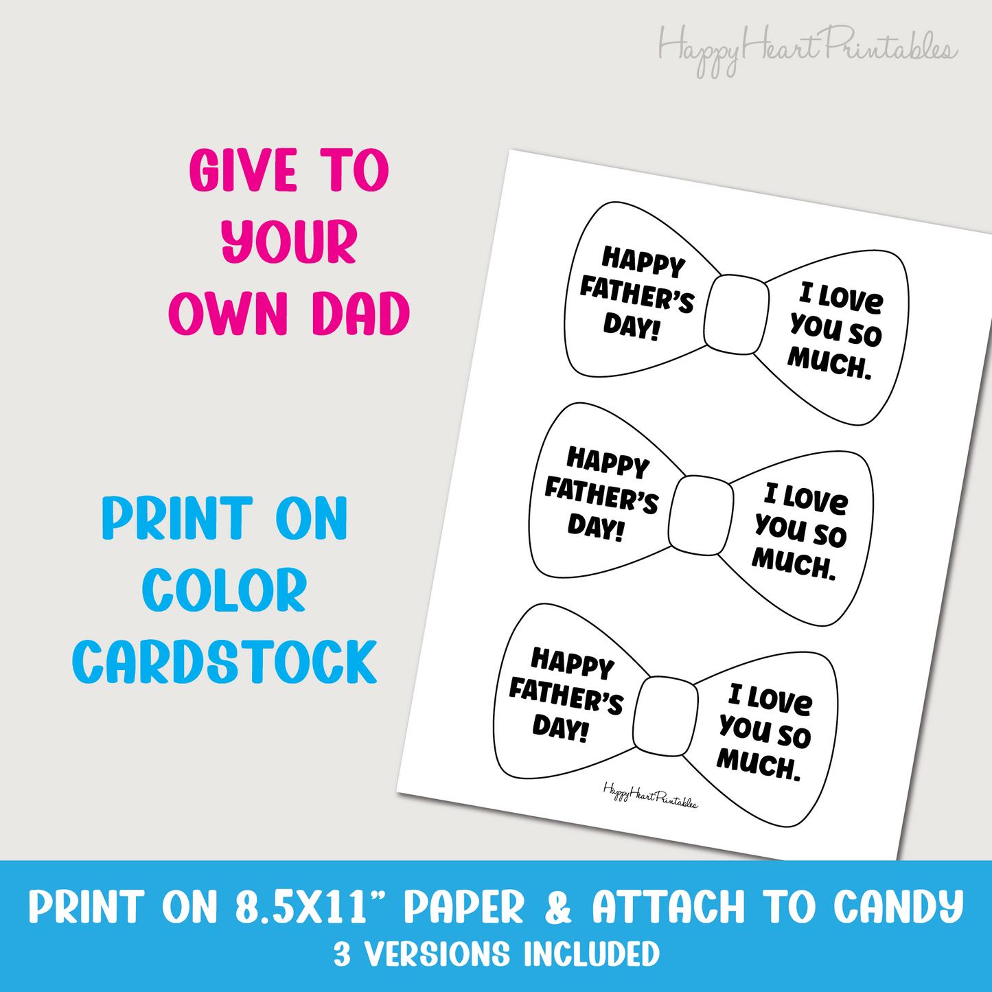 Father's Day Printable Bow Tie Gift Tag for Candy