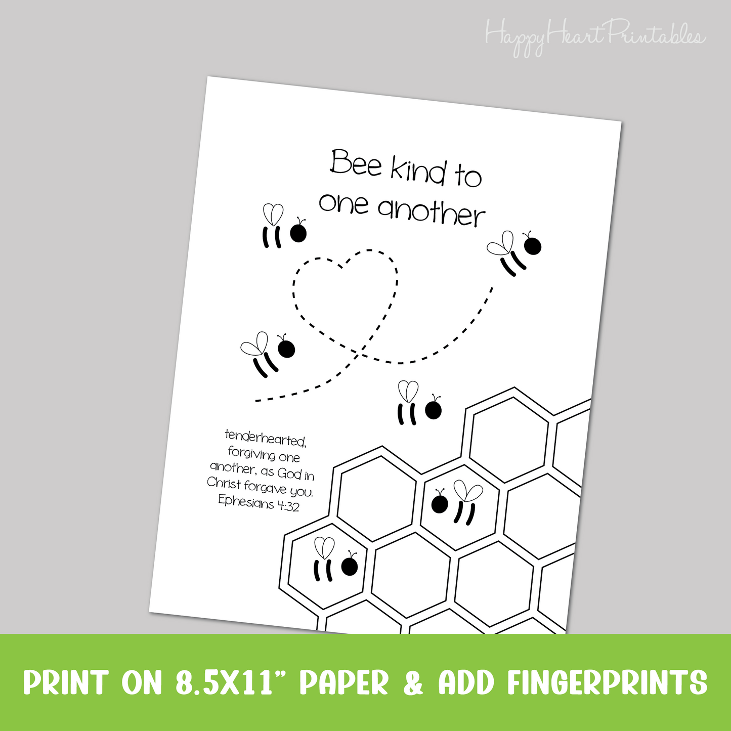 Fingerprint Bee Bible Craft - Bee Kind
