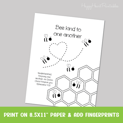 Fingerprint Bee Bible Craft - Bee Kind