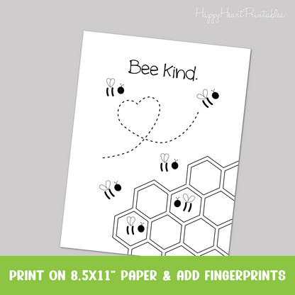 Fingerprint Bee Craft Printable Template