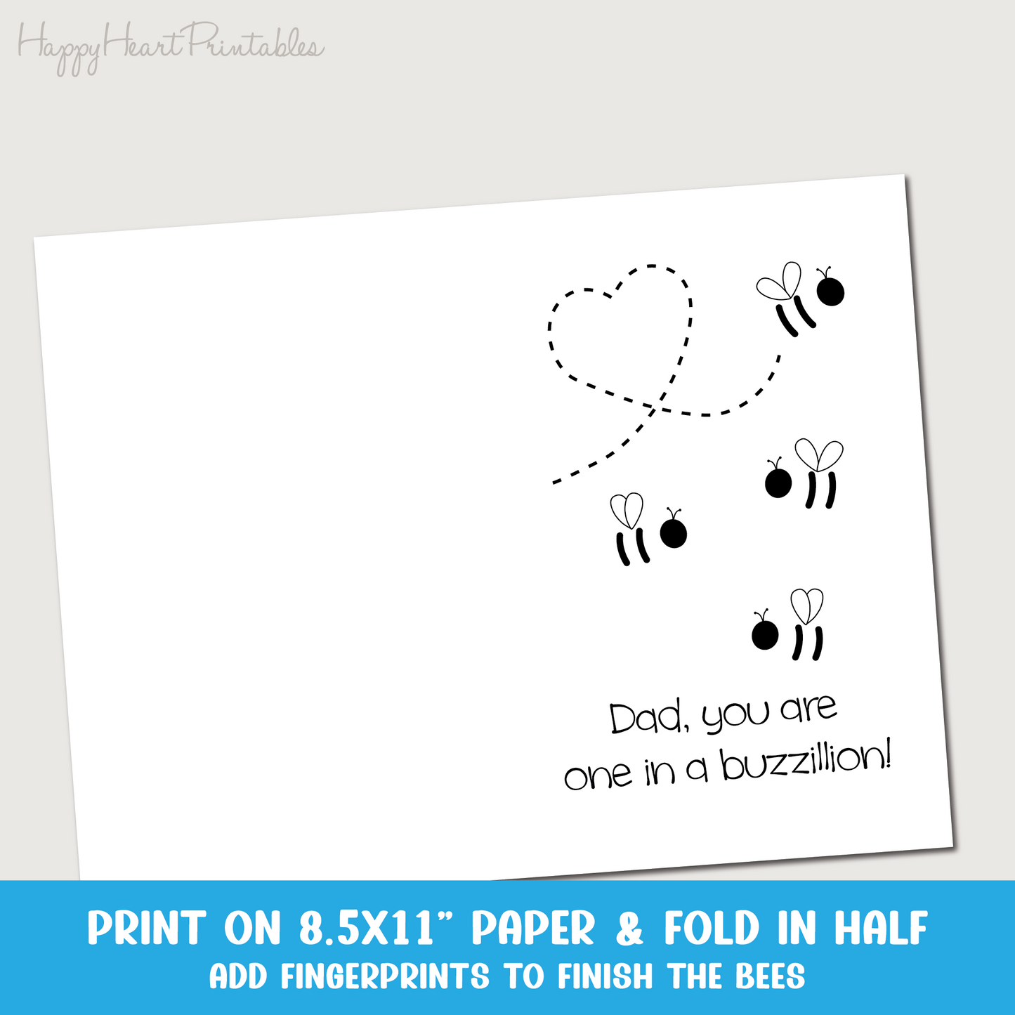 Fingerprint Bee Printable Father's Day Card
