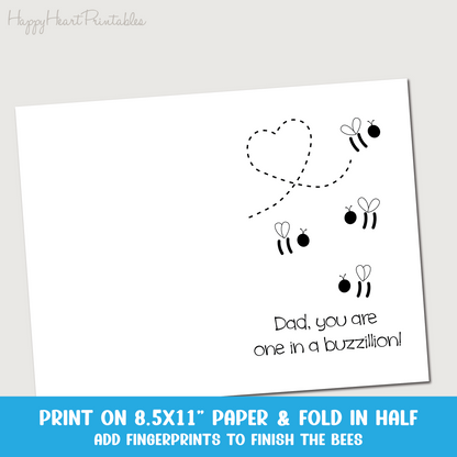 Fingerprint Bee Printable Father's Day Card