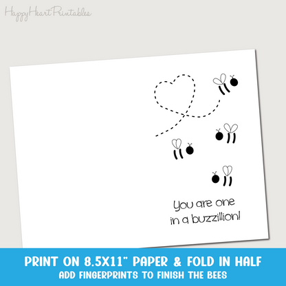 Fingerprint Bee Printable Birthday Day Card
