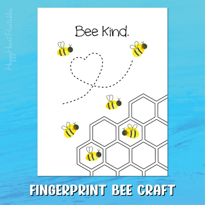 Fingerprint Bee Craft Printable Template