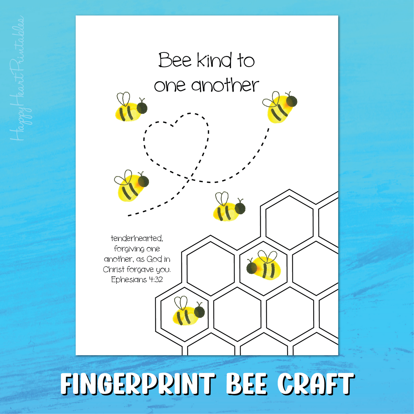 Fingerprint Bee Bible Craft - Bee Kind