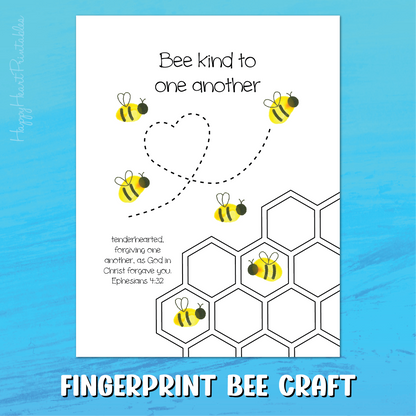 Fingerprint Bee Bible Craft - Bee Kind