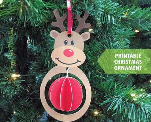 Printable Reindeer Christmas Ornament