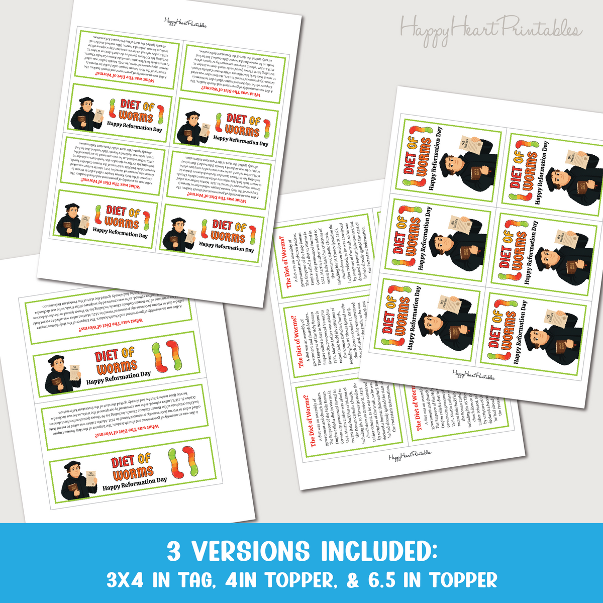 Reformation Day Treat Topper - Diet of Worms Tag
