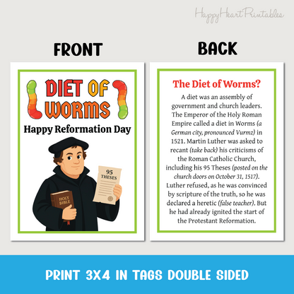 Reformation Day Treat Topper - Diet of Worms Tag