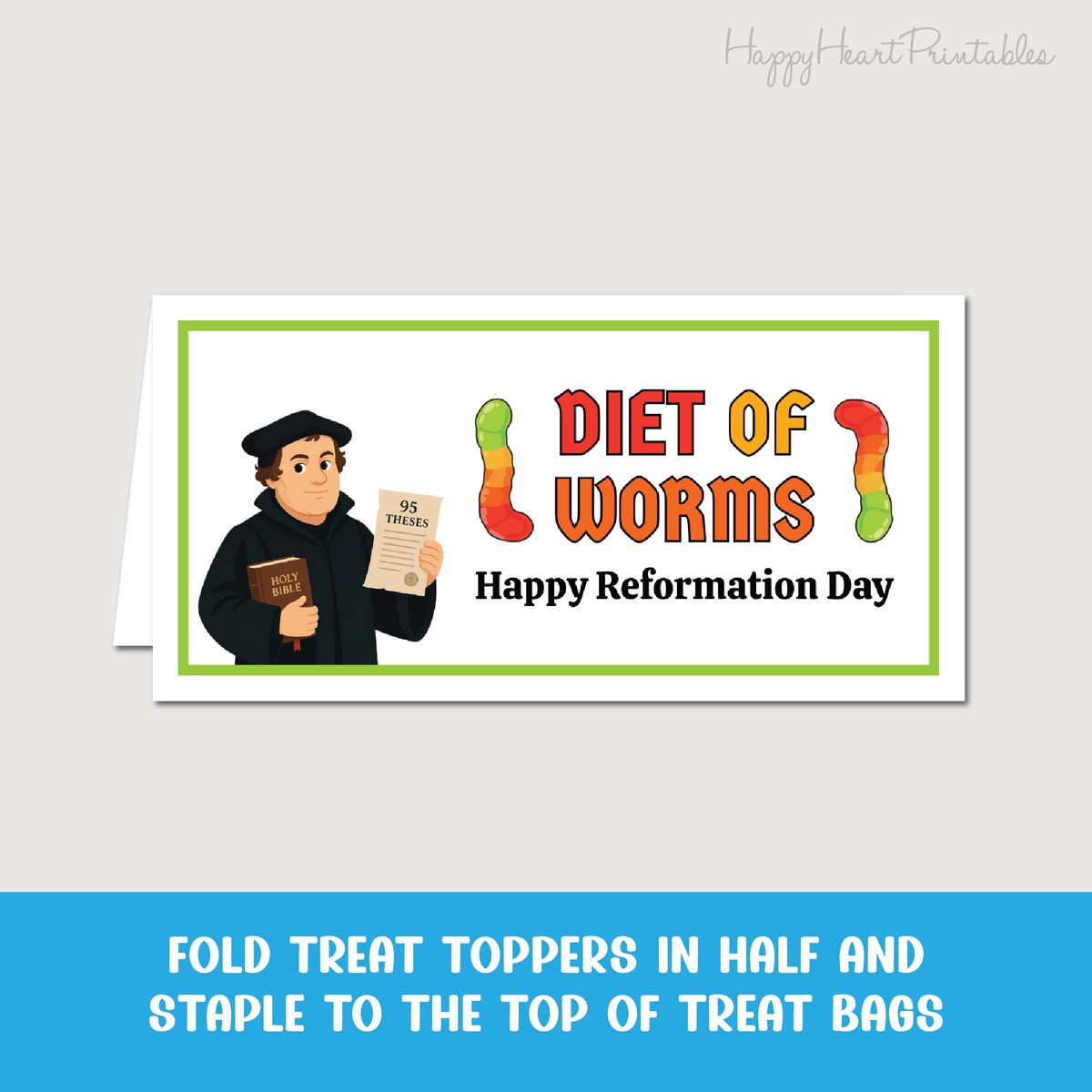 Reformation Day Treat Topper - Diet of Worms Tag