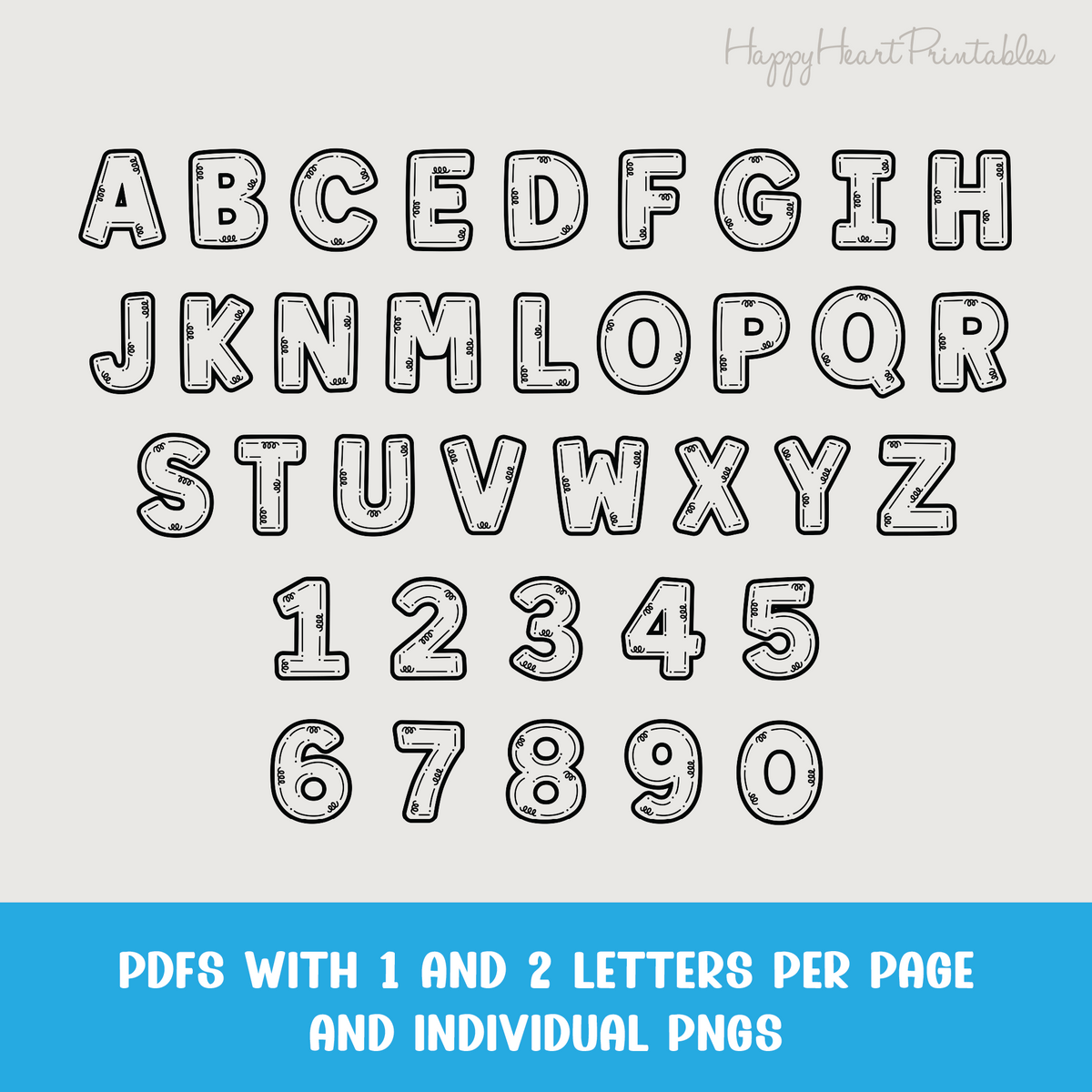 Doodle Letters & Numbers Outlines for Bulletin Board