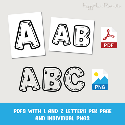 Doodle Letters & Numbers Outlines for Bulletin Board