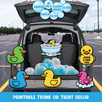 Printable Christian Trunk or Treat Decorations - Rubber Ducks