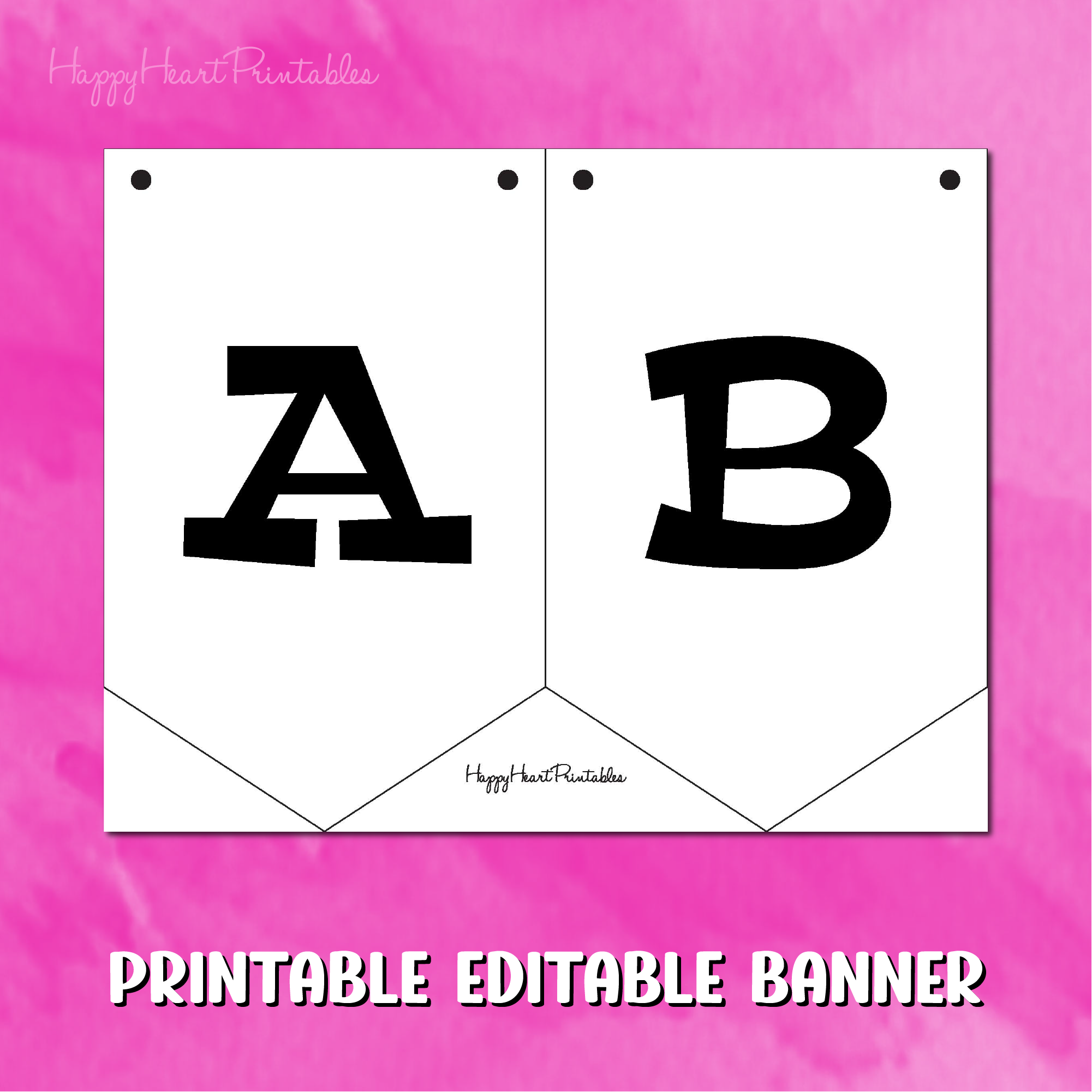 Editable Pennant Banner Pattern With Serif Font- Printable Banner Temp ...