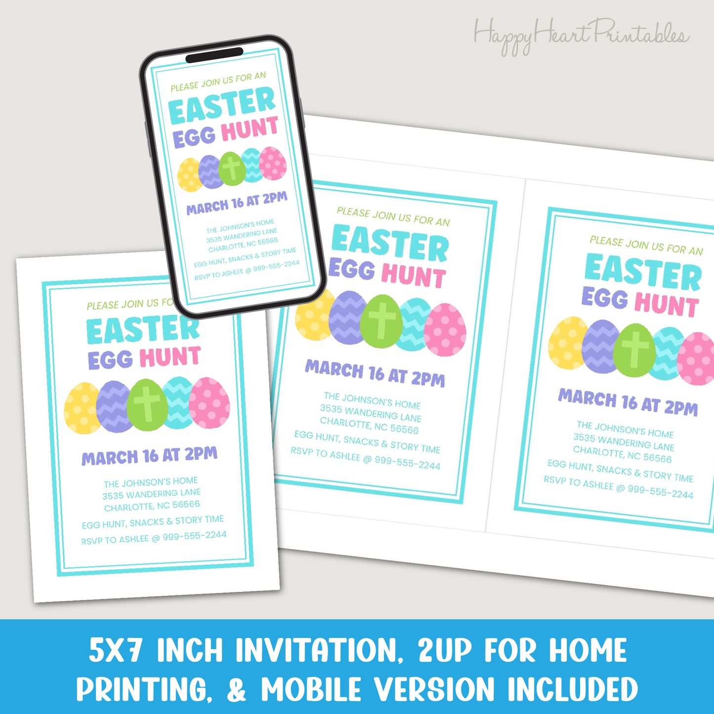 Easter Egg Hunt Invitation - Canva Template