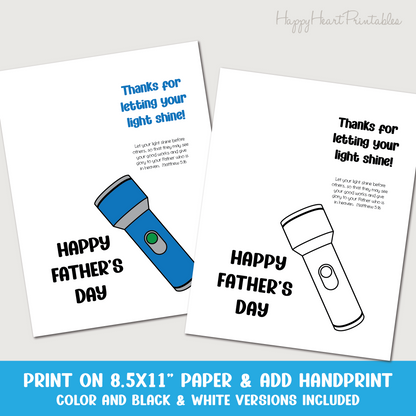 Flashlight Father's Day Handprint Craft - Let Your Light Shine