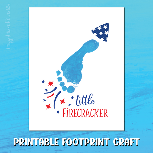 Little Firecracker Footprint Printable Craft Template - 4th of July Footprint Craft