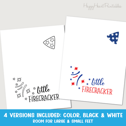 Little Firecracker Footprint Printable Craft Template - 4th of July Footprint Craft