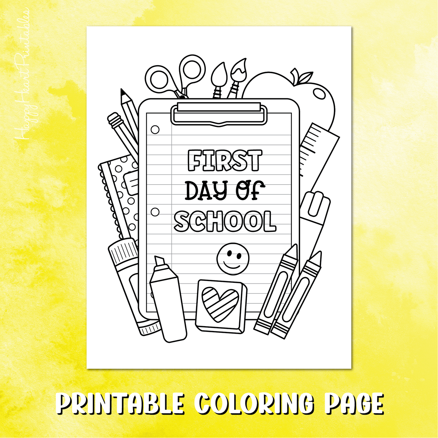 First Day of School Coloring Page