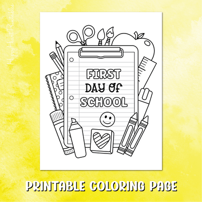 First Day of School Coloring Page