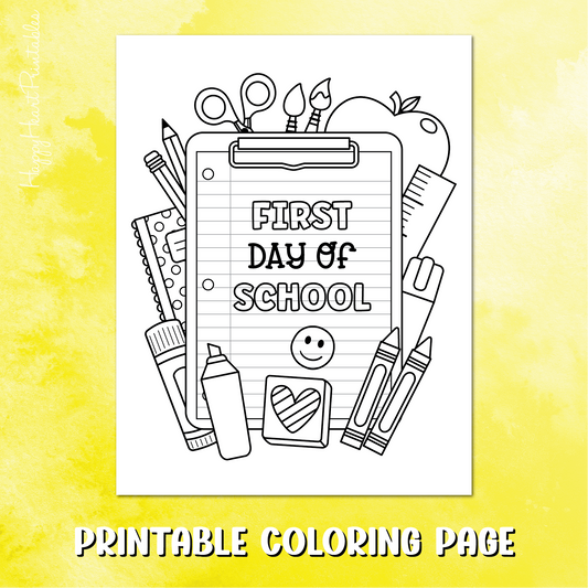 First Day of School Coloring Page