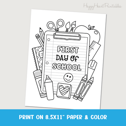 First Day of School Coloring Page