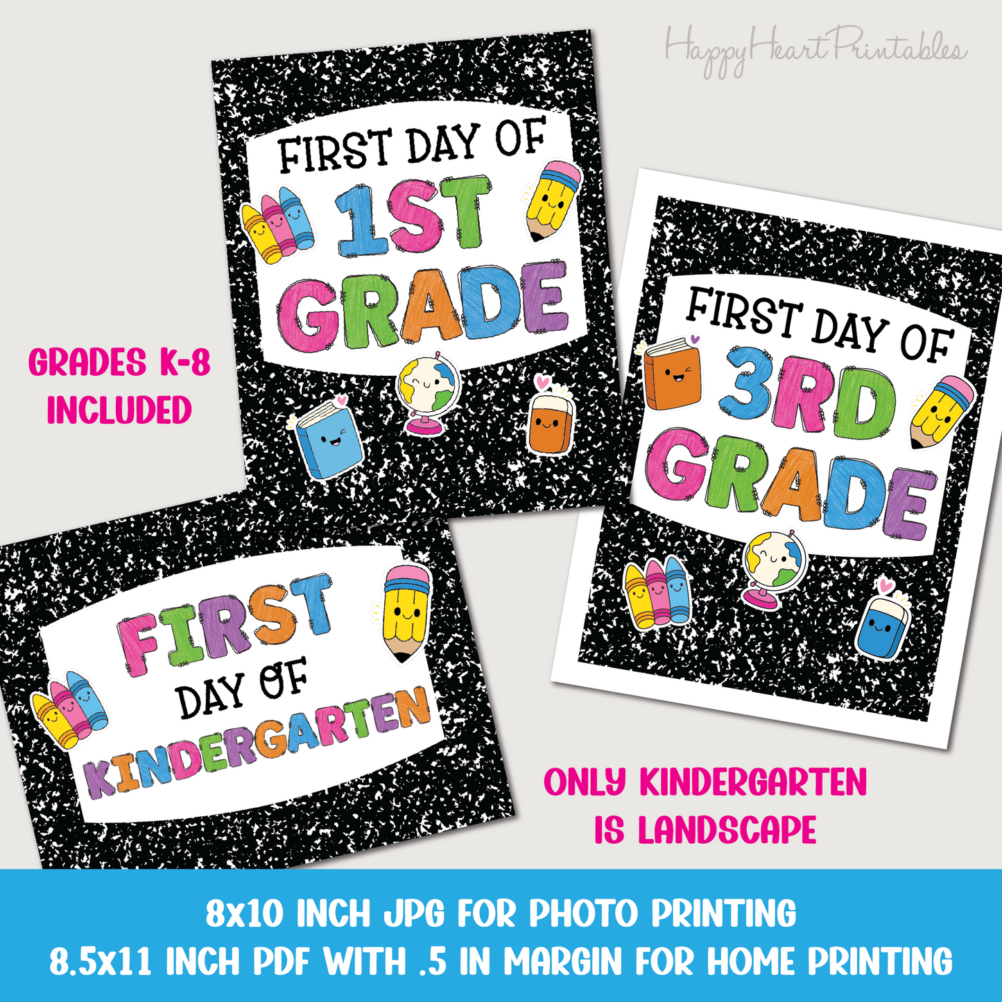 First Day of School Printable Sign - Grades K-6