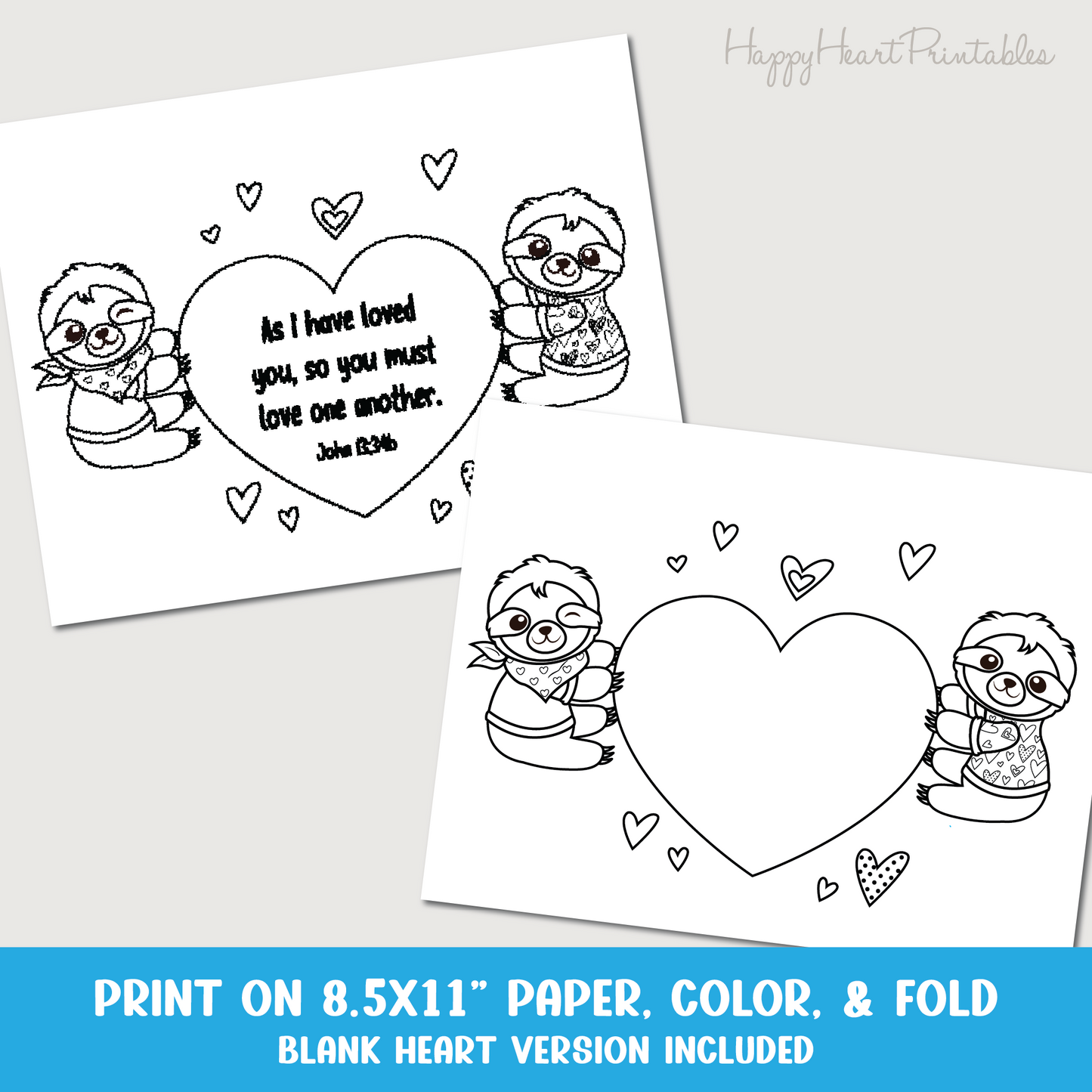 Sloth Valentine's Day Folding Surprise Printable With Bible Verse