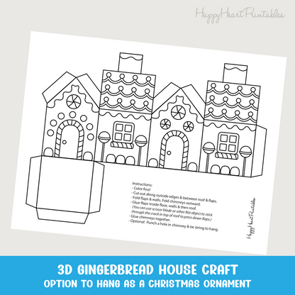 Gingerbread House Printable 3D Christmas Ornament