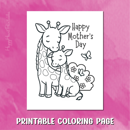 Mother's Day Giraffe Coloring Page