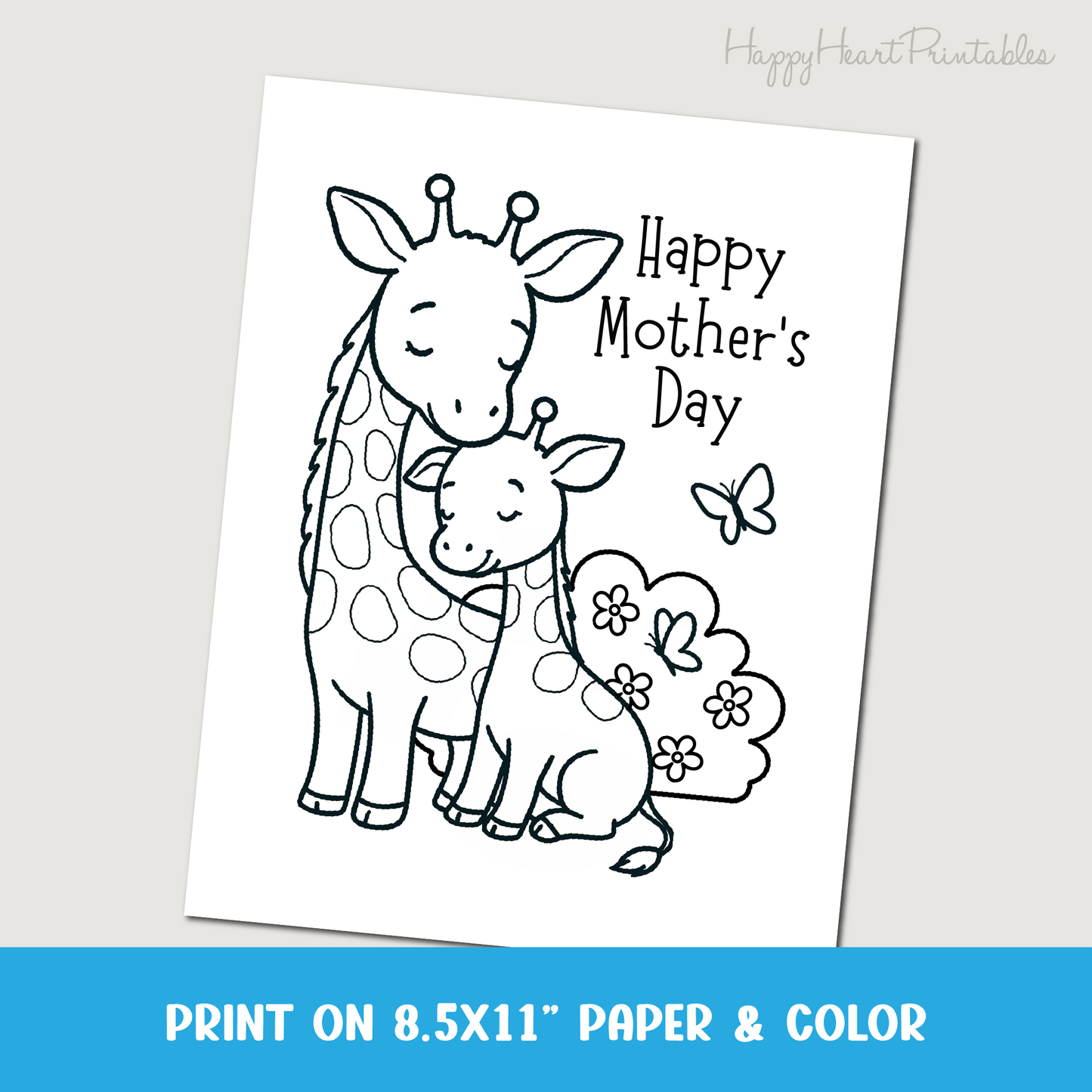 Mother's Day Giraffe Coloring Page