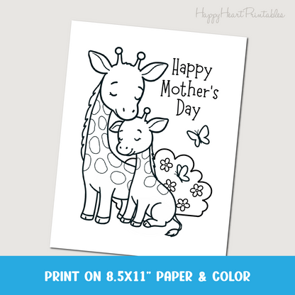 Mother's Day Giraffe Coloring Page