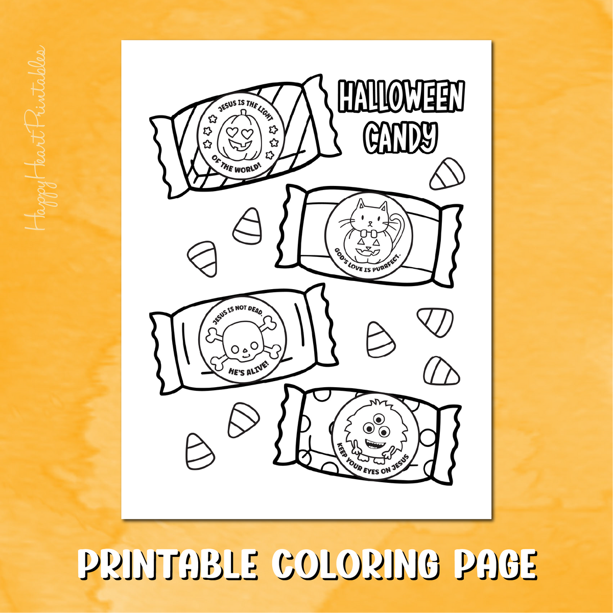 Christian Halloween Candy Coloring Page