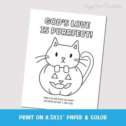 Christian Halloween Cat Coloring Page