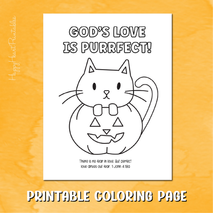 Christian Halloween Cat Coloring Page