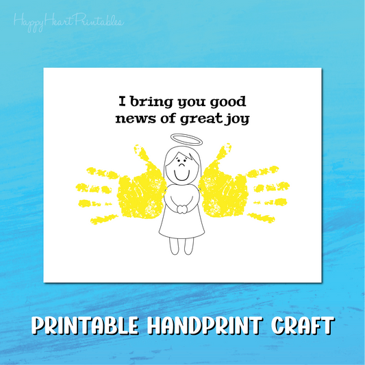 Handprint Angel Craft Printable Template - Christmas Handprint Art