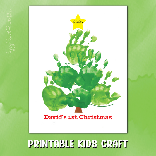 Handprint Christmas Tree Printable Template - Christmas Handprint Art