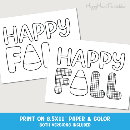 Happy Fall Candy Corn Coloring Page