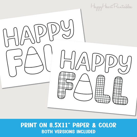 Happy Fall Candy Corn Coloring Page
