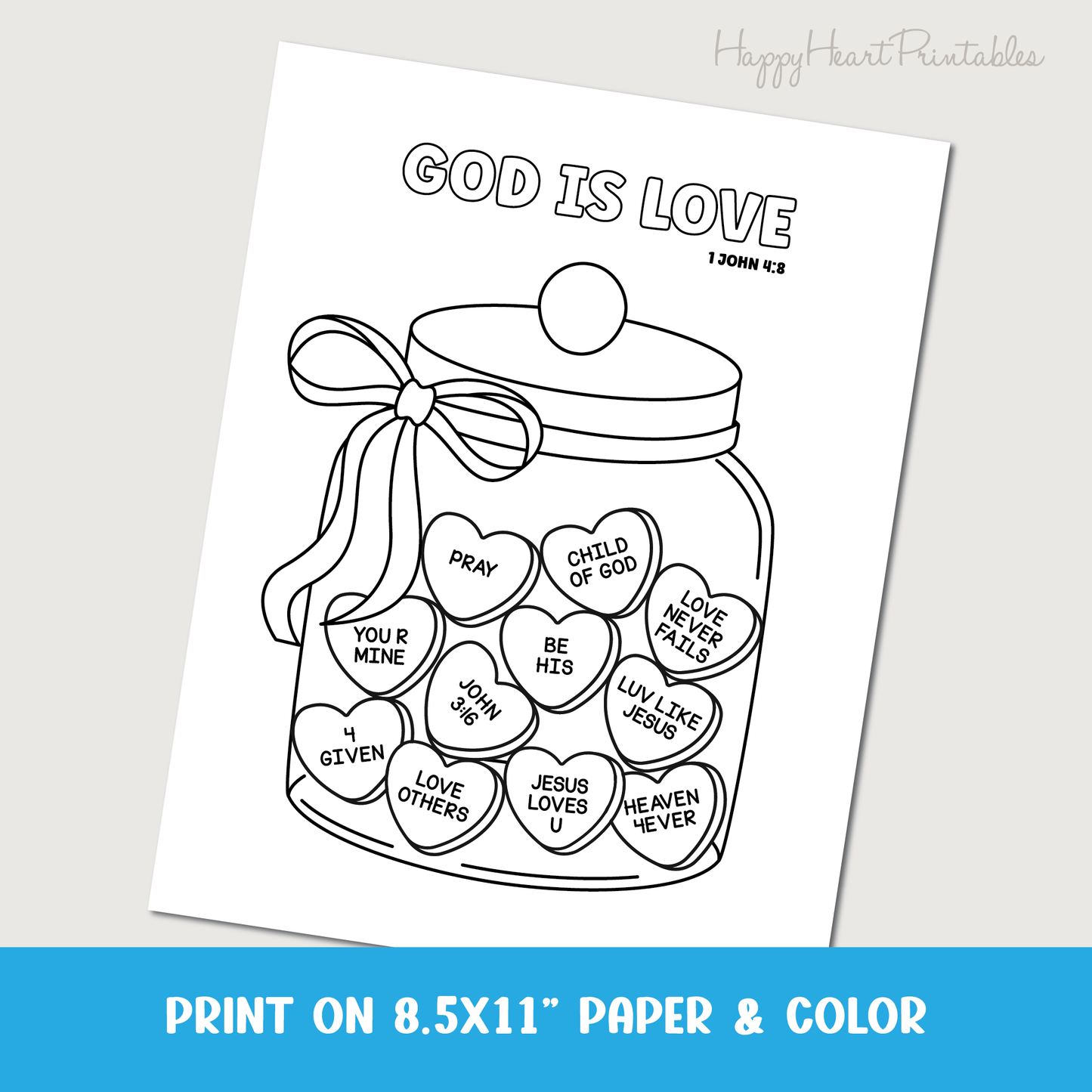 God is Love Valentine's Day Printable Coloring Sheet