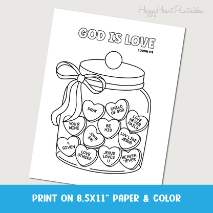 God is Love Valentine's Day Printable Coloring Sheet
