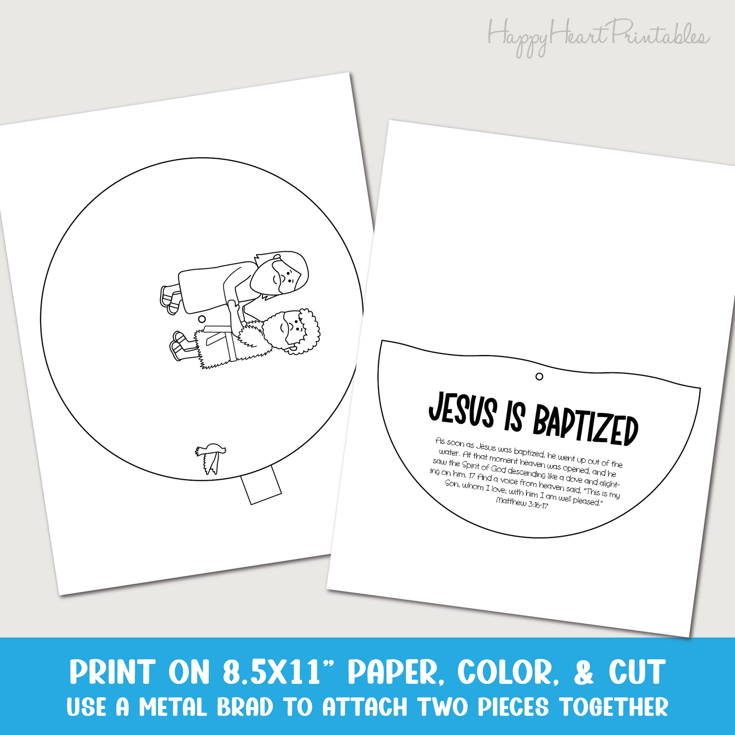 Jesus is Baptized Spinner Printable Craft